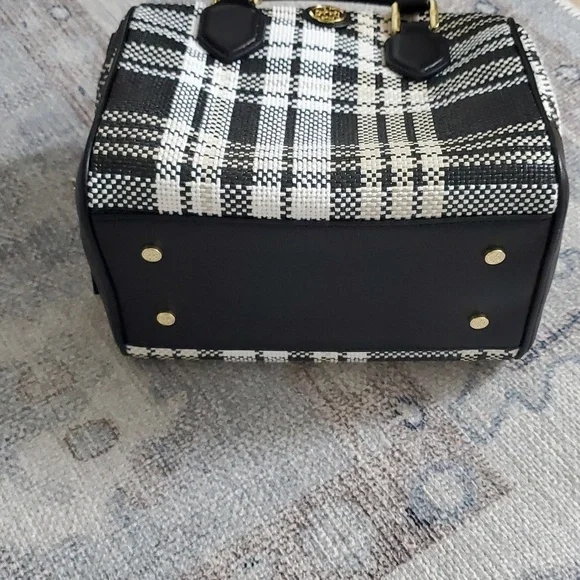 Tory Burch Robinson Plaid Boston Satchel Bag Purse with Crossbody Strap - Picture 9 of 16